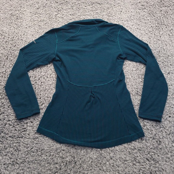 Columbia Shirt Women Extra Small Green Blue Striped 1/4 Zip Athleisure Omni Wick - Picture 5 of 6